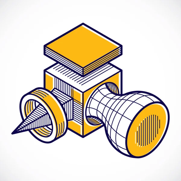 Engenharia de construção tridimensional — Vetor de Stock