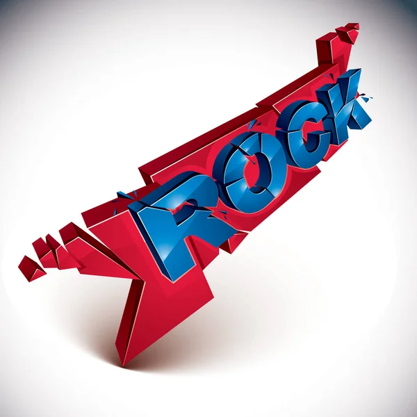 3D-Rock-Wort in Stücke gebrochen — Stockvektor