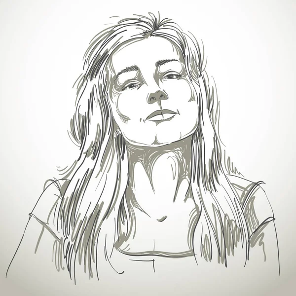 Porträt eines handgezeichneten Mädchens — Stockvektor