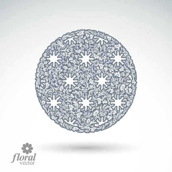 Objet cercle abstrait avec flocons de neige — Image vectorielle