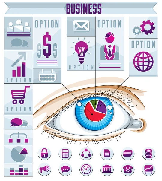 Infographics mall av mänskliga ögat — Stock vektor