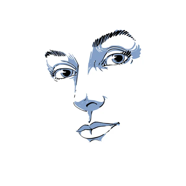 Visage de femme dessiné à la main — Image vectorielle