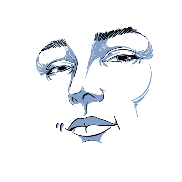 Visage de femme dessiné à la main — Image vectorielle