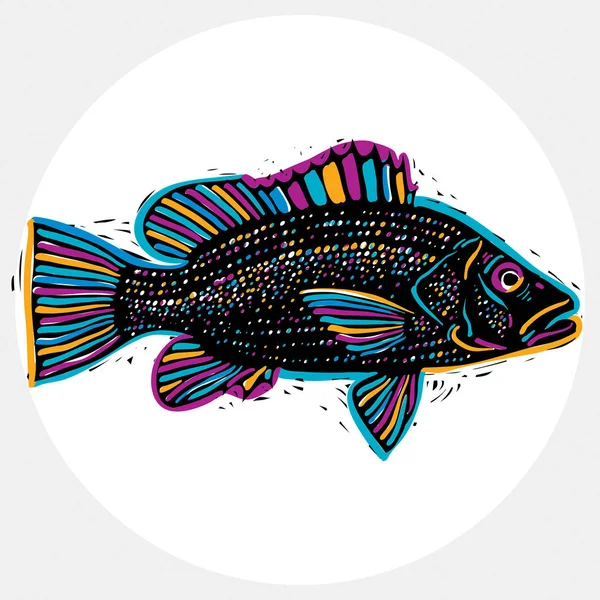 Pesce disegnato a mano — Vettoriale Stock