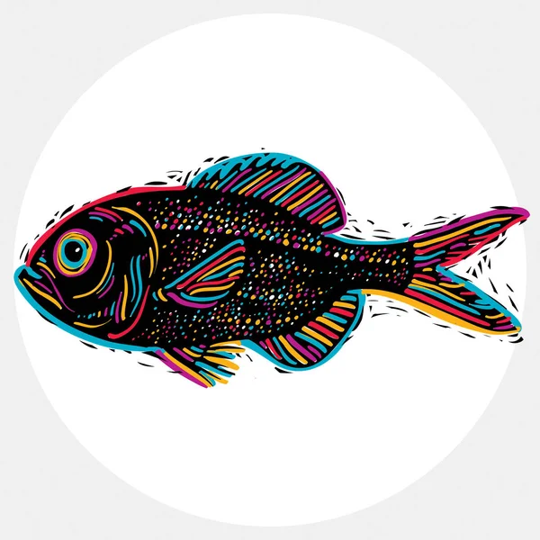 Çizilmiş balık el — Stok Vektör