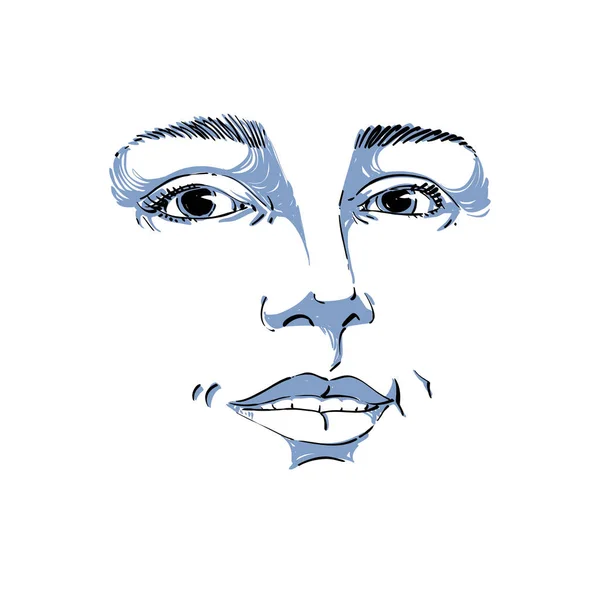 Hand getekend gezicht van vrouw — Stockvector