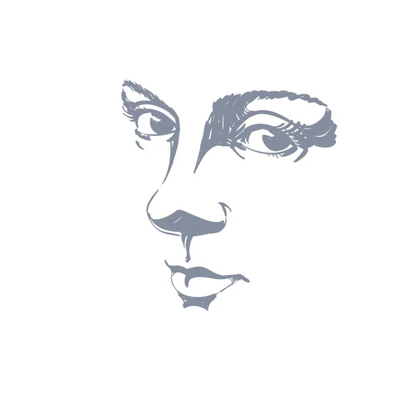 Cara dibujada a mano de mujer — Vector de stock
