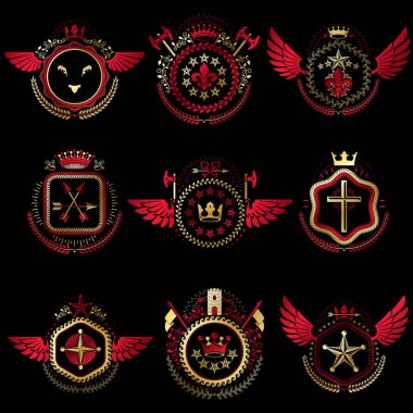 Kraliyet kron ile hanedan Amblemler kümesi