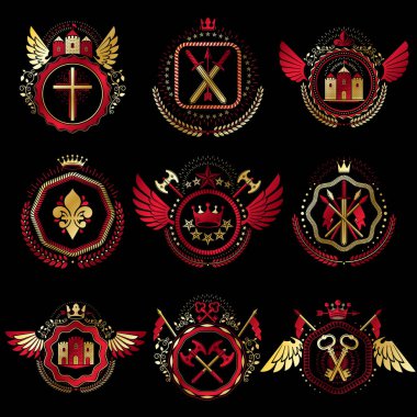 Kraliyet kron ile hanedan Amblemler kümesi