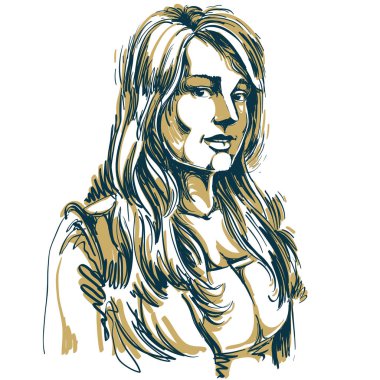 elle çizilmiş kadın portresi