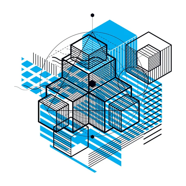 Engenharia de construção tridimensional — Vetor de Stock