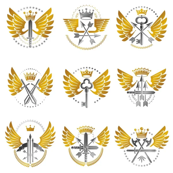 Set of vintage weapon emblems — Stock Vector