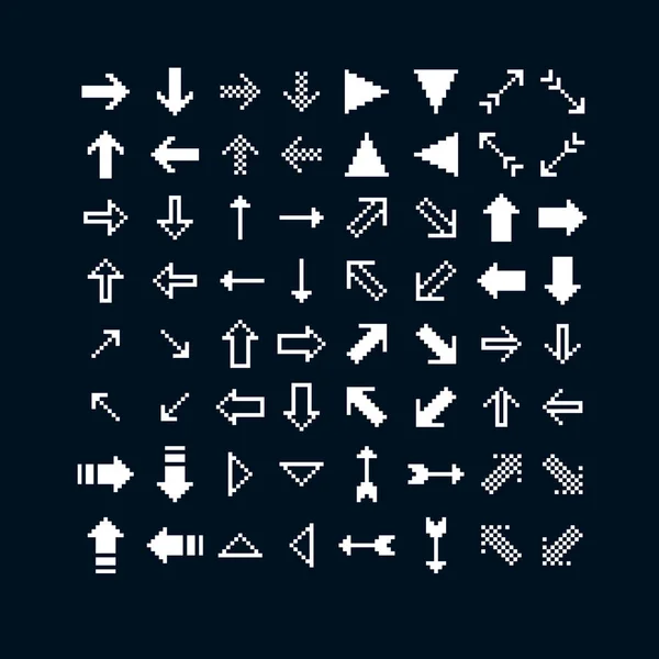 Collection of simple geometric pixel symbols — Stock Vector