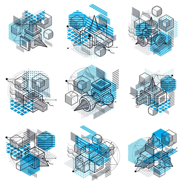 Set of different engineering constructions — Stock Vector