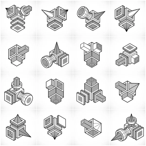 Abstract isometric shapes set — Stock Vector