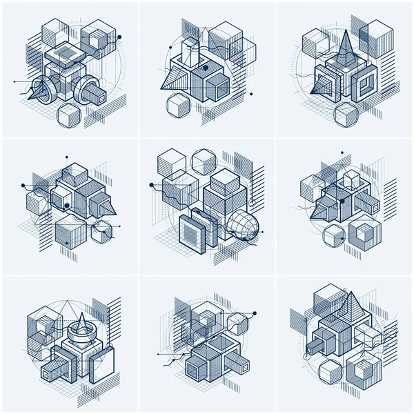 Set of different engineering constructions — Stock Vector