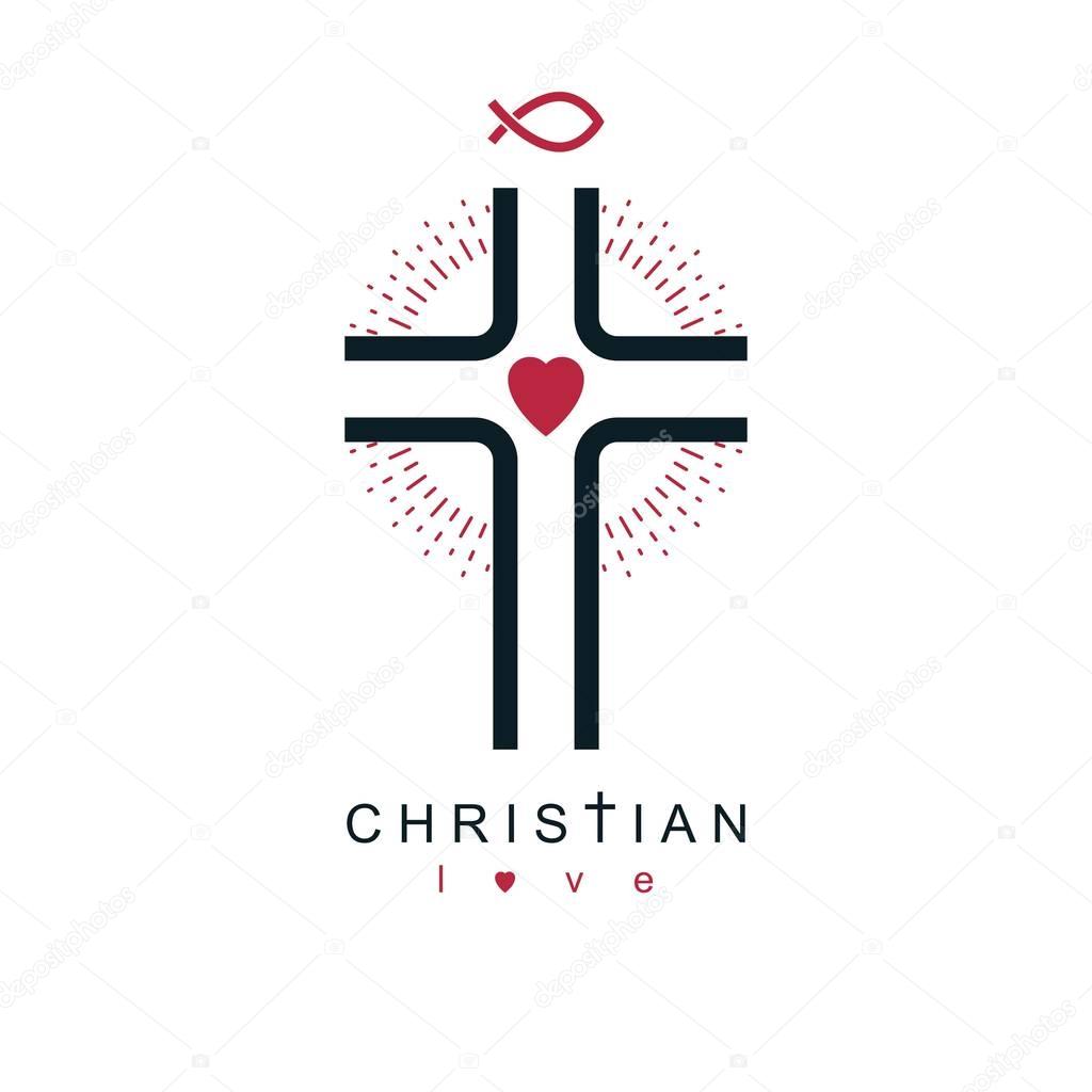 Christianity Cross true belief in Jesus vector symbol, Christian religion icon.