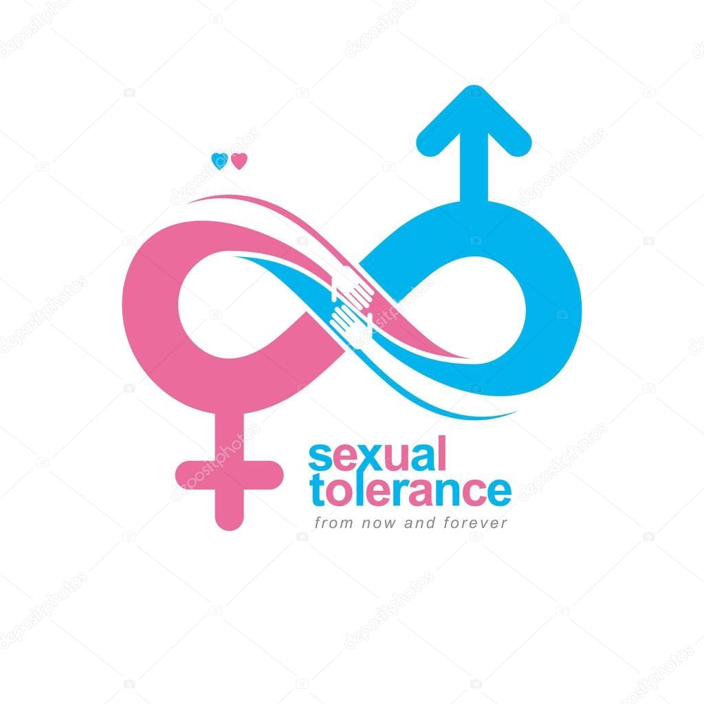 Timeless Loving Couple concept, vector symbol created with infinity sign and male Mars an female Venus signs. Relationship creative idea.