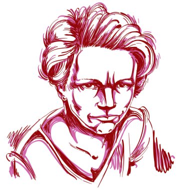 elle çizilmiş kadın portresi