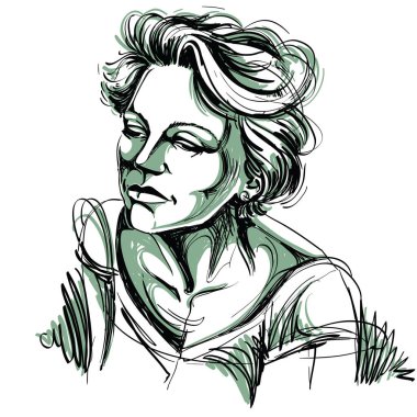 elle çizilmiş kadın portresi