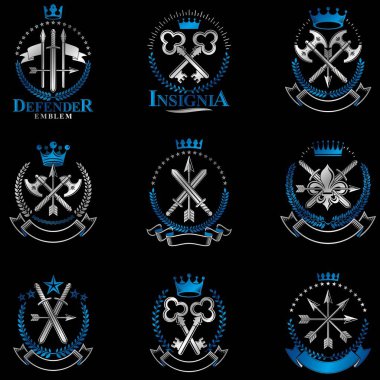 vintage silah Amblemler kümesi 