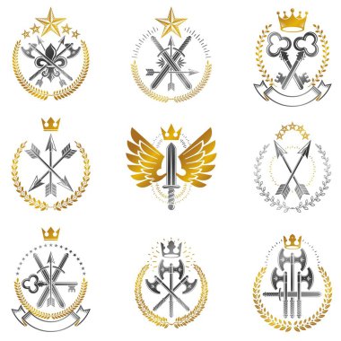 vintage silah Amblemler kümesi 