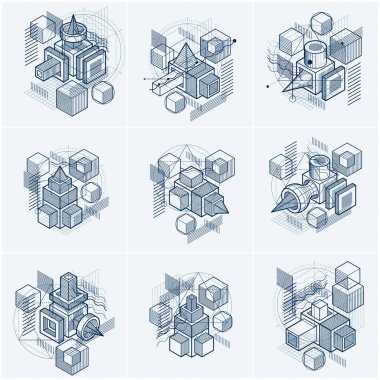 set of different engineering constructions  clipart