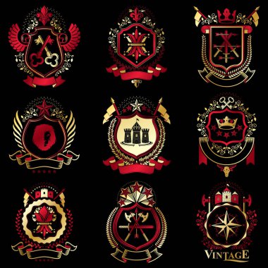 Kraliyet kron ile hanedan Amblemler kümesi
