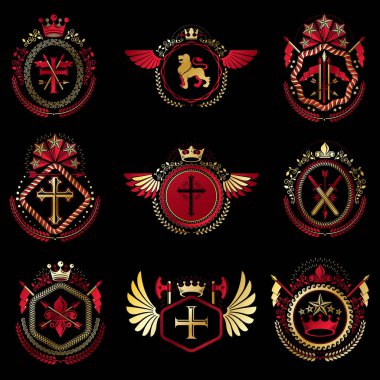 Kraliyet kron ile hanedan Amblemler kümesi