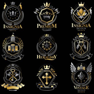 Kraliyet kron ile hanedan Amblemler kümesi