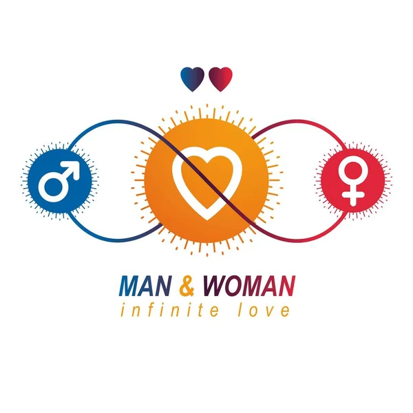 Aşk çift kavramsal logosu — Stok Vektör
