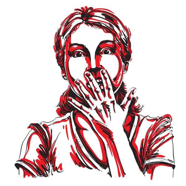 Retrato de mujer dibujada a mano — Vector de stock