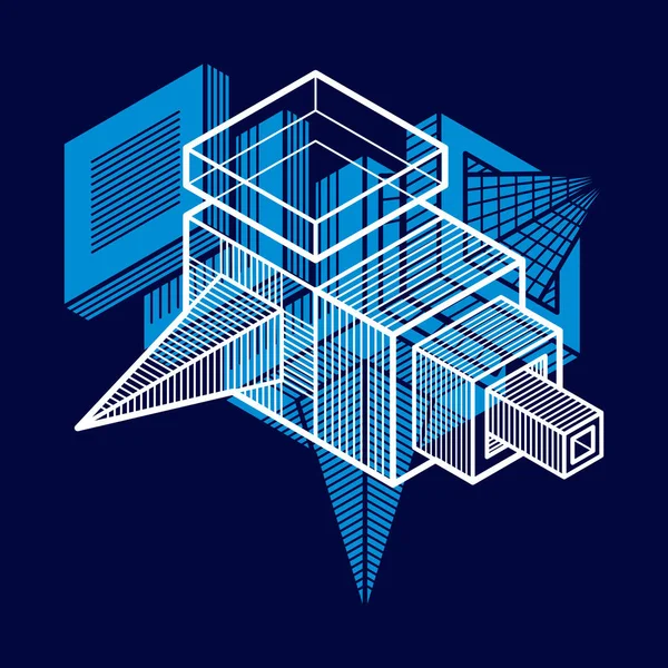 Engenharia de construção tridimensional — Vetor de Stock