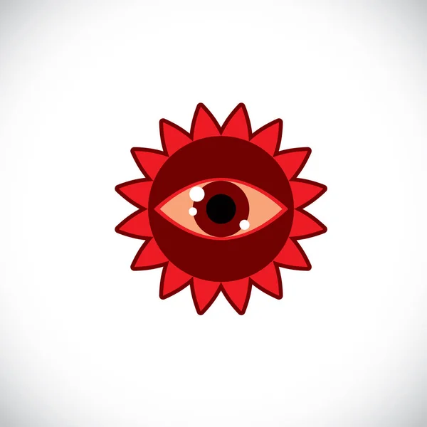 Красное солнце, сделанное человеческим глазом — стоковый вектор