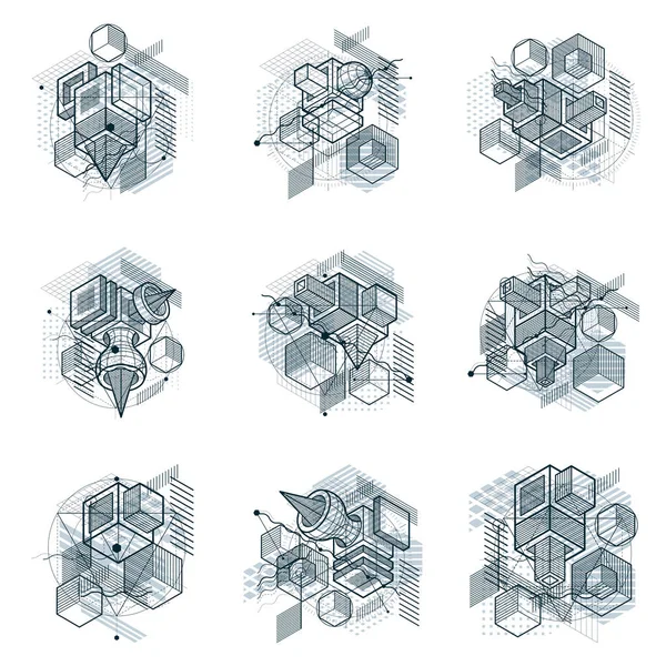 Conjunto de diferentes construcciones de ingeniería — Archivo Imágenes Vectoriales