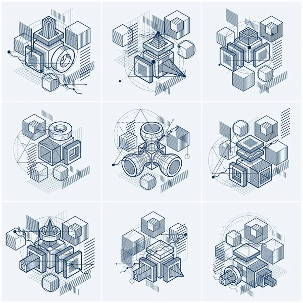 Conjunto de diferentes construções de engenharia —  Vetores de Stock