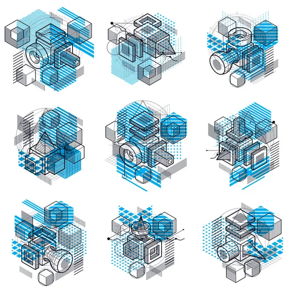 Set of different engineering constructions — Stock Vector