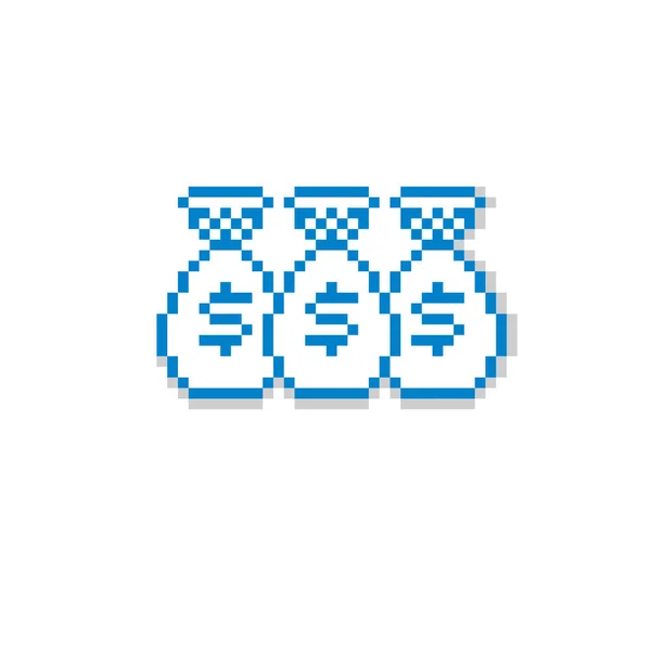Bags of money pixel icon — Stock Vector