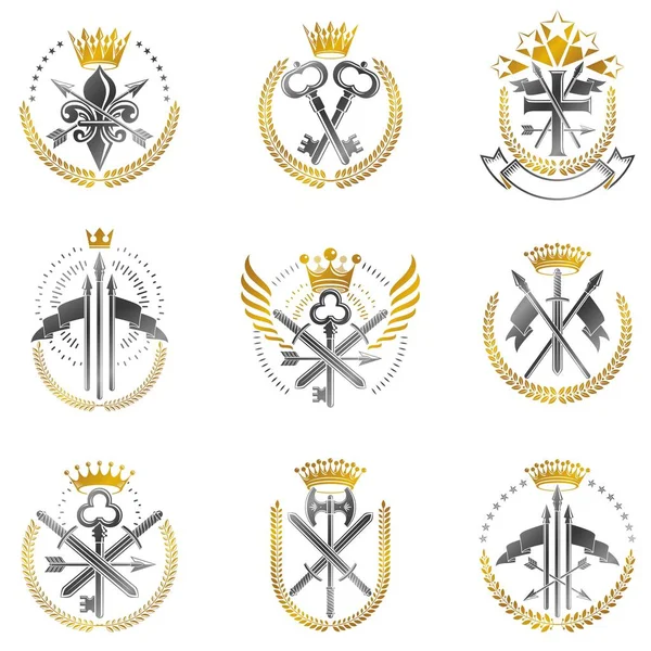 Conjunto de emblemas de armas vintage — Archivo Imágenes Vectoriales