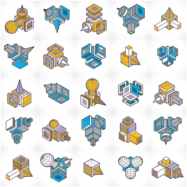 Abstract isometric shapes set — Stock Vector