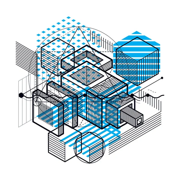 Drie dimensionaal bouw techniek — Stockvector