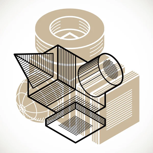 Engenharia de construção tridimensional — Vetor de Stock