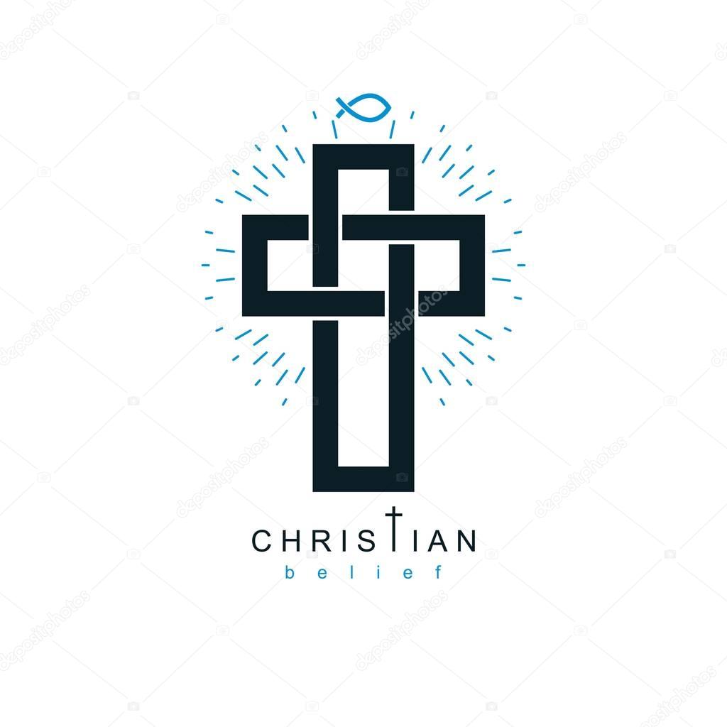 Christian Cross vector symbol, Christianity God religion icon.