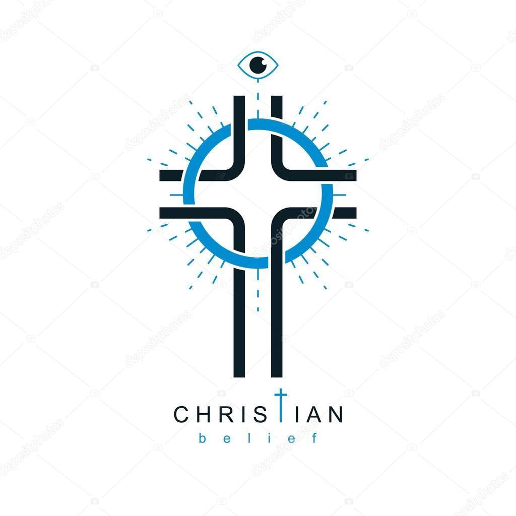 Christian Cross vector symbol, Christianity God religion icon.