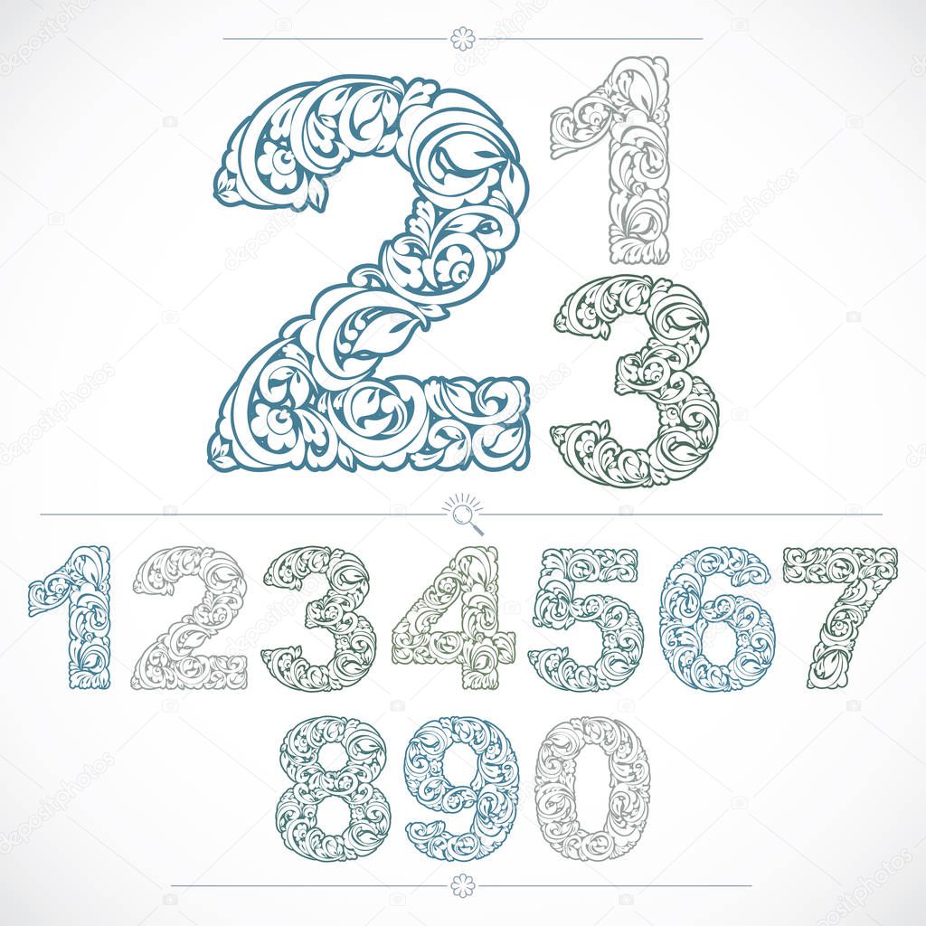 Set of vector ornate numbers