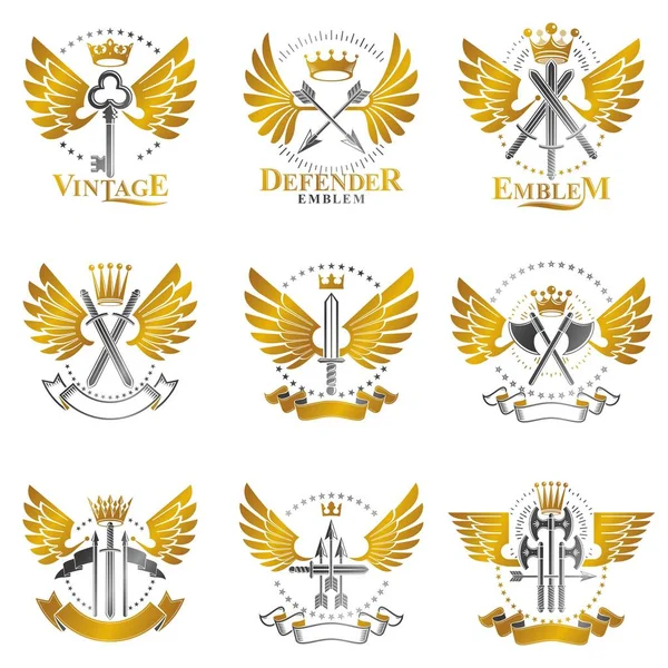 Heraldikai címer logók — Stock Vector