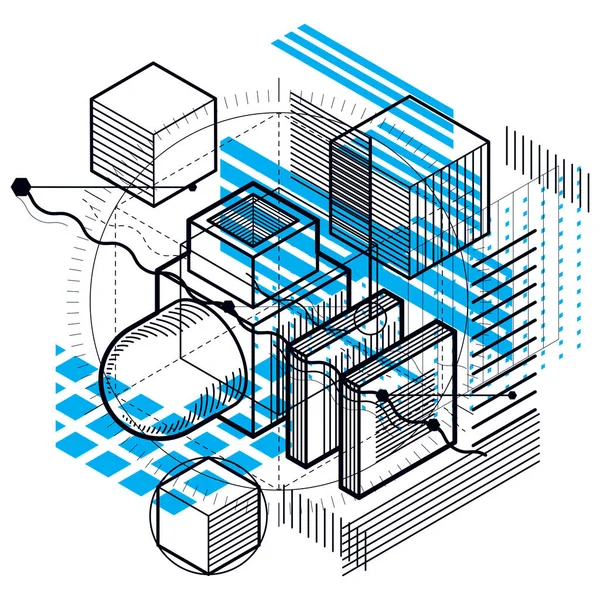 Isometric mesh shapes and figures — Stock Vector