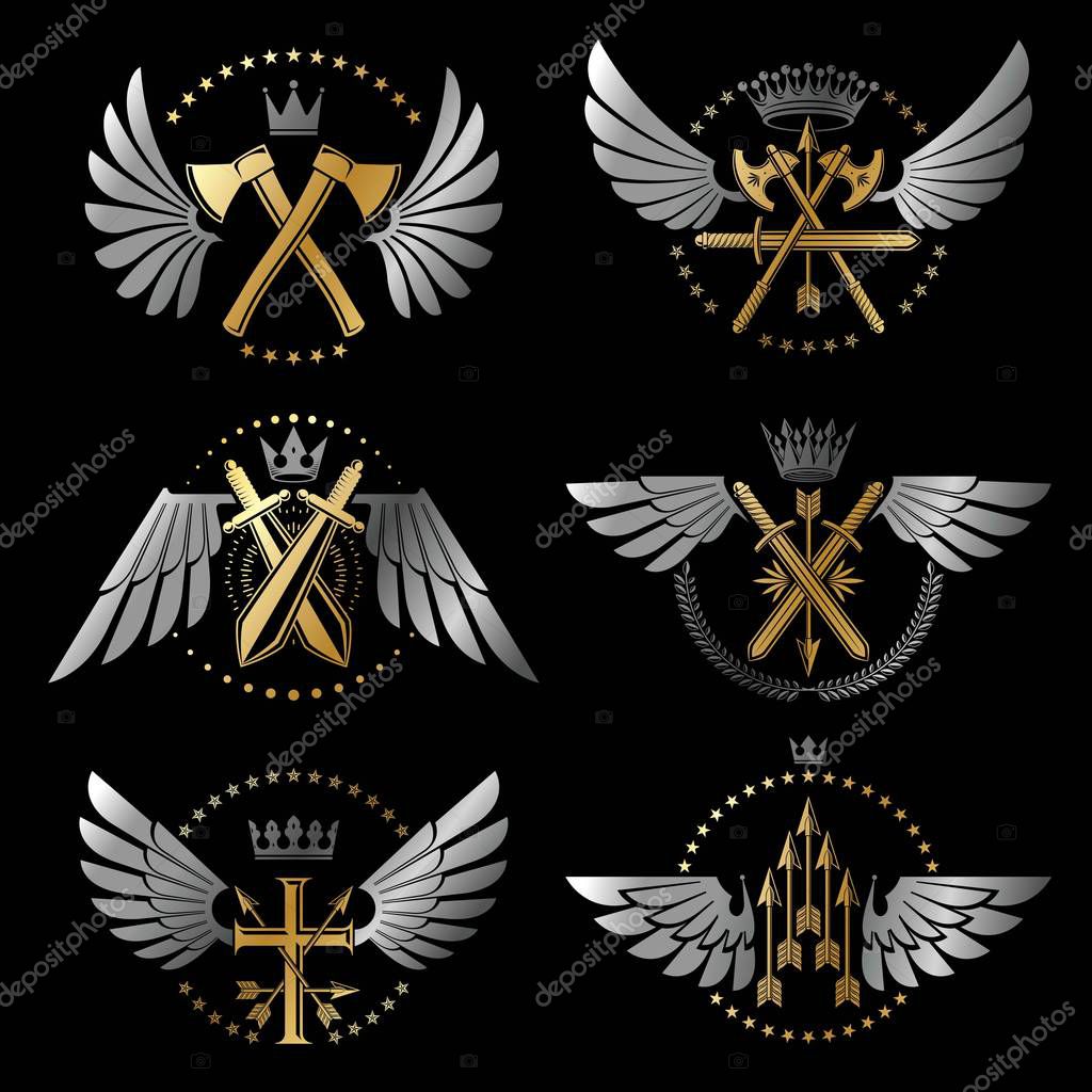 Heraldic emblem icon, vector illustration