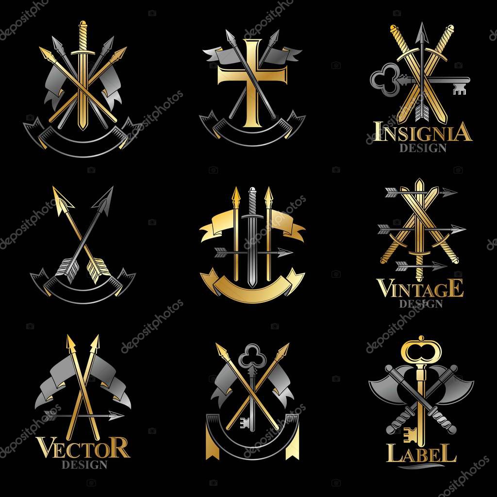Heraldic emblem icon, vector illustration