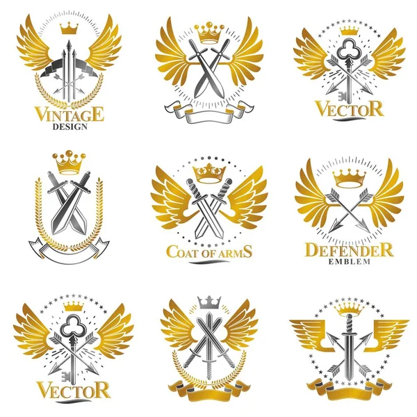 Logo Escudo de Armas Heráldico — Vector de stock